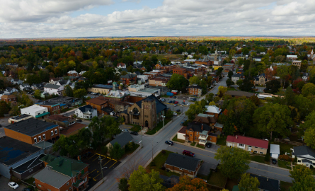 an overhead view of a small town
